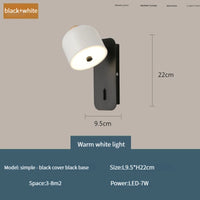 applique murale nordique rotative avec interrupteur led pivotante