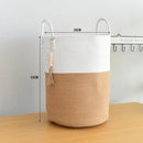 grand panier à linge tissé avec poignées en coton pliable