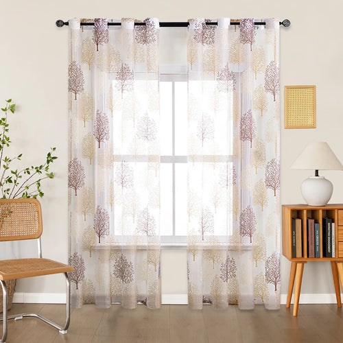 Voilage à motifs feuilles moderne pour salon chambre - vue 3 sur 7