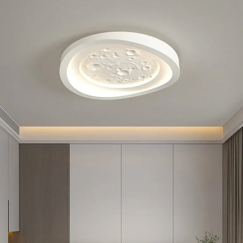 plafonnier led moderne en résine forme cratère de lune décoratif - vue 2 sur 9