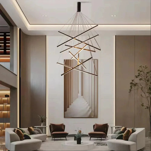 Modern Simple Design LED Ceiling Light, Penthouse Lobby Duplex Corridor Hotel Lobby Living Room Ceiling Decoration Chandelier - vue 4 sur 9