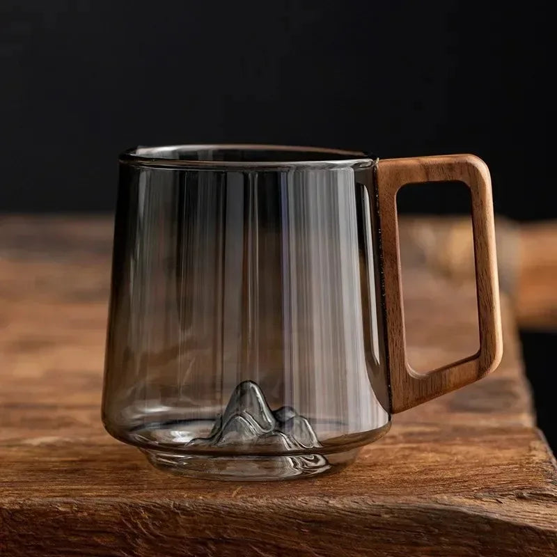 tasse a the verre borosilicate anse bois resistant - vue 6 sur 7
