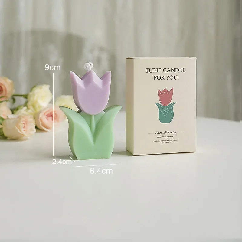 bougie tulipe artisanale parfumée pour décorations et aromathérapie - vue 10 sur 12