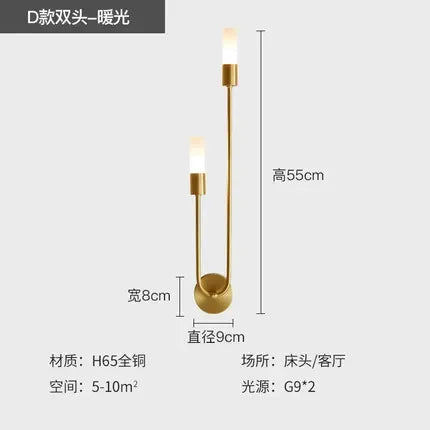 Nordic copper wall light minimalist decorative style - vue 8 sur 10