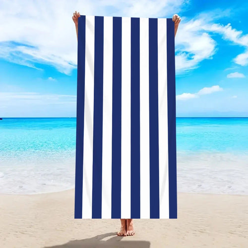 Serviette de plage rayures minimalistes séchage rapide absorbante