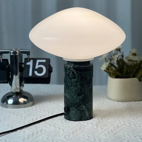lampe à poser en marbre avec boule de verre design danois - vue 2 sur 8