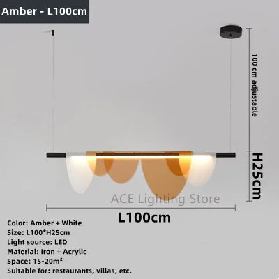 Lustre acrylique moderne nordique Led en verre coloré - vue 9 sur 10