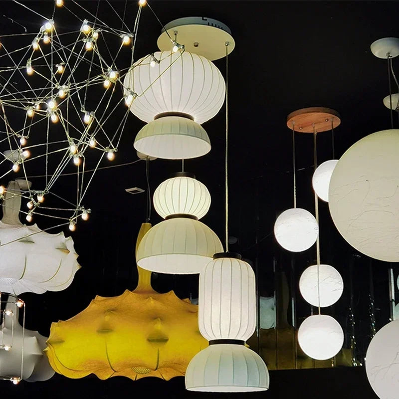 lustre led en soie style minimaliste nordique wabi sabi