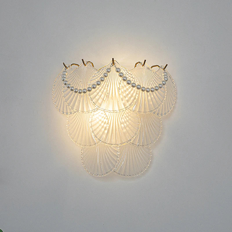 applique murale led en verre forme perle plume feuille coquille soleil fleur - vue 5 sur 15