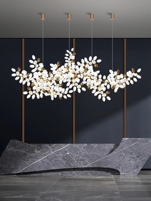 Lustre en verre blanc de luxe postmoderne