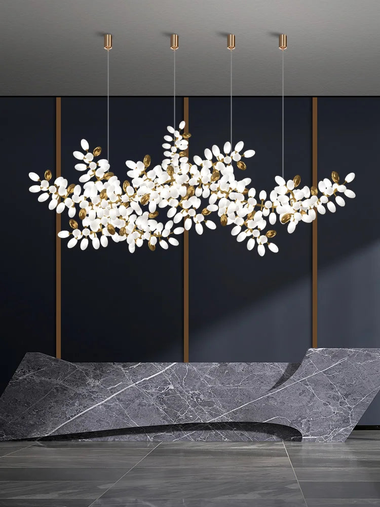 Lustre en verre blanc de luxe postmoderne