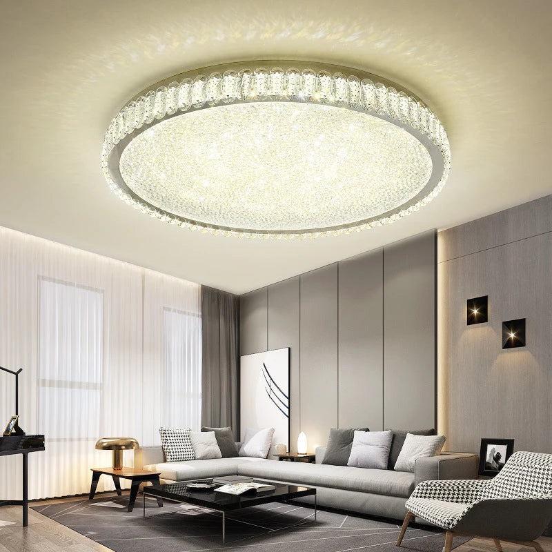 plafonnier led rond moderne en cristal pour restaurant hôtel 2022 - vue 7 sur 12