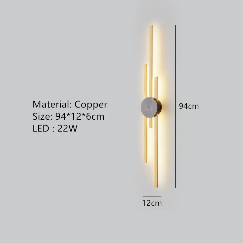minimalist brass LED wall light for restaurant and aisle
