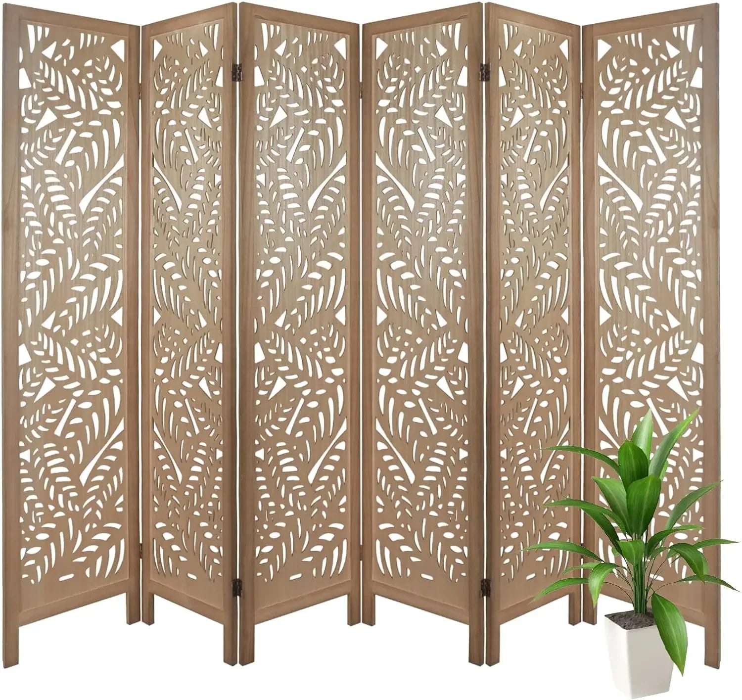 Carved Room Dividers,6 Panel Room Divider With Hand Carved Vintage Style Room Dividers And Folding Privacy Screens - vue 7 sur 11