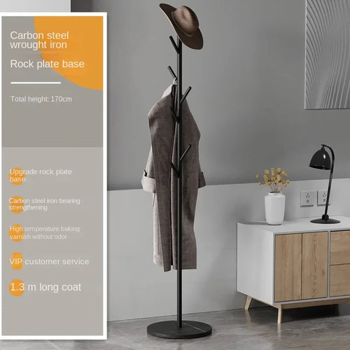 Floor To Floor Bedroom Light Luxury Rock Plate Base Metal Hanger, Marble Scarf and Bag Rack for Entering The Home Coat Rack - vue 21 sur 30