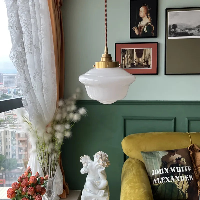 Suspension LED en verre blanc laiteux - vue 4 sur 30