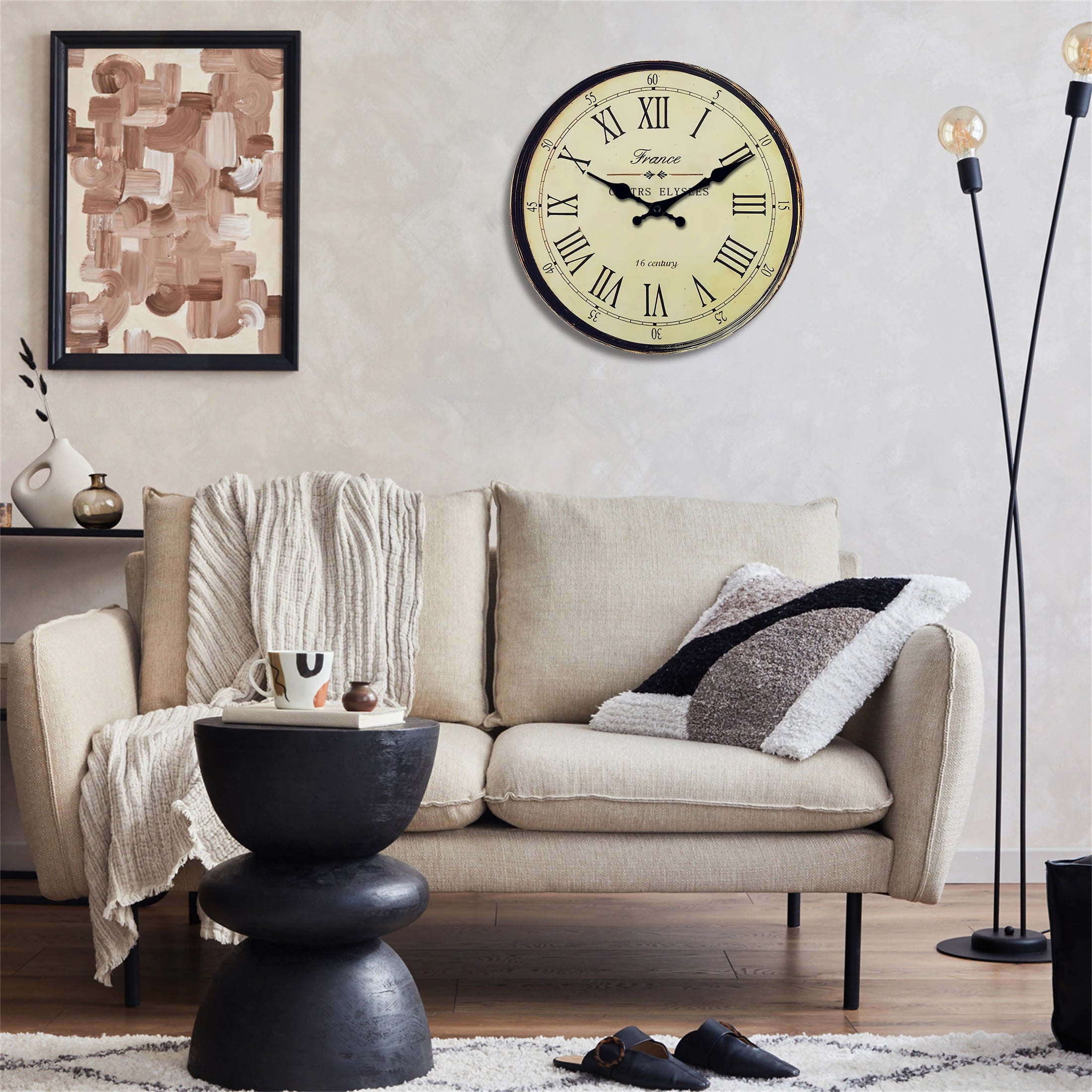 horloge murale en bois style XVIe siècle décoration maison silencieuse - vue 8 sur 7