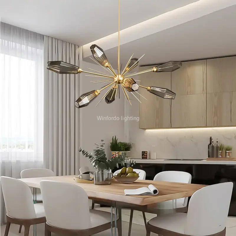 lustre minimaliste américain en verre post-moderne créatif - vue 4 sur 9