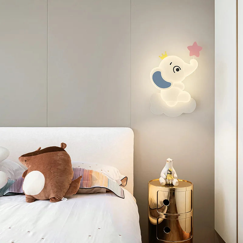 applique murale led modernes éléphant mignon pour enfants - vue 5 sur 12