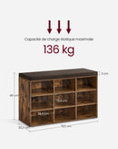 VASAGLE Shoe Bench, Storage Bench with Padded Seat, with Cushion, 9 Compartments, Adjustable Shelves, for Living Room, Hallway