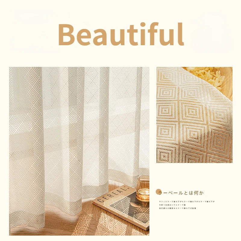 Voilage japonais plissé motif géométrique pour salon chambre - vue 10 sur 18