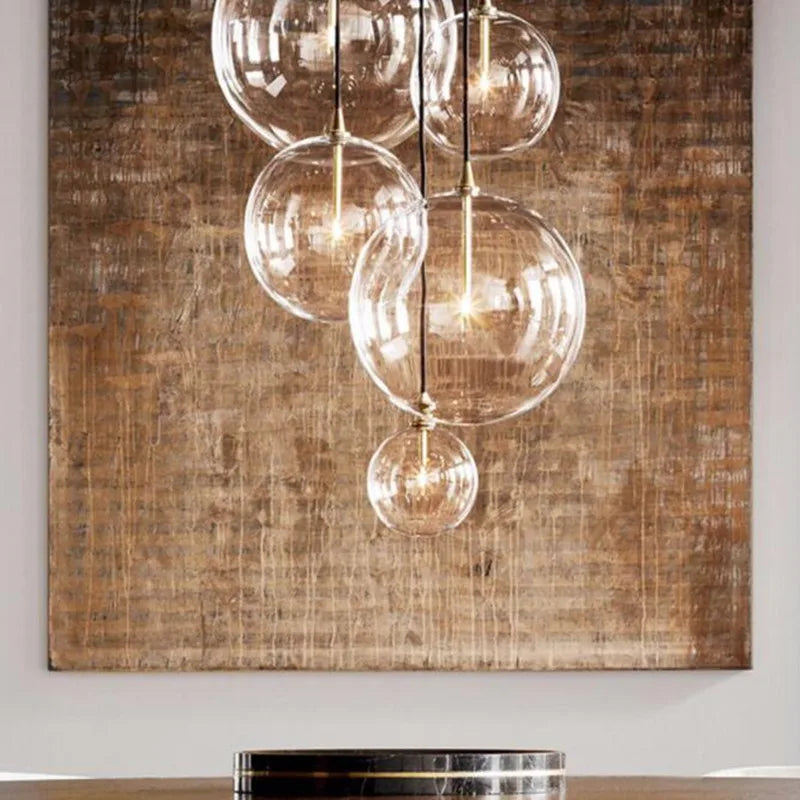 lustre en verre transparent design nordique pour décoration intérieure - vue 4 sur 10