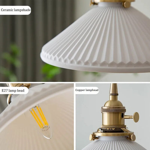 Suspension en céramique et cuivre au design nordique Vintage - vue 6 sur 8