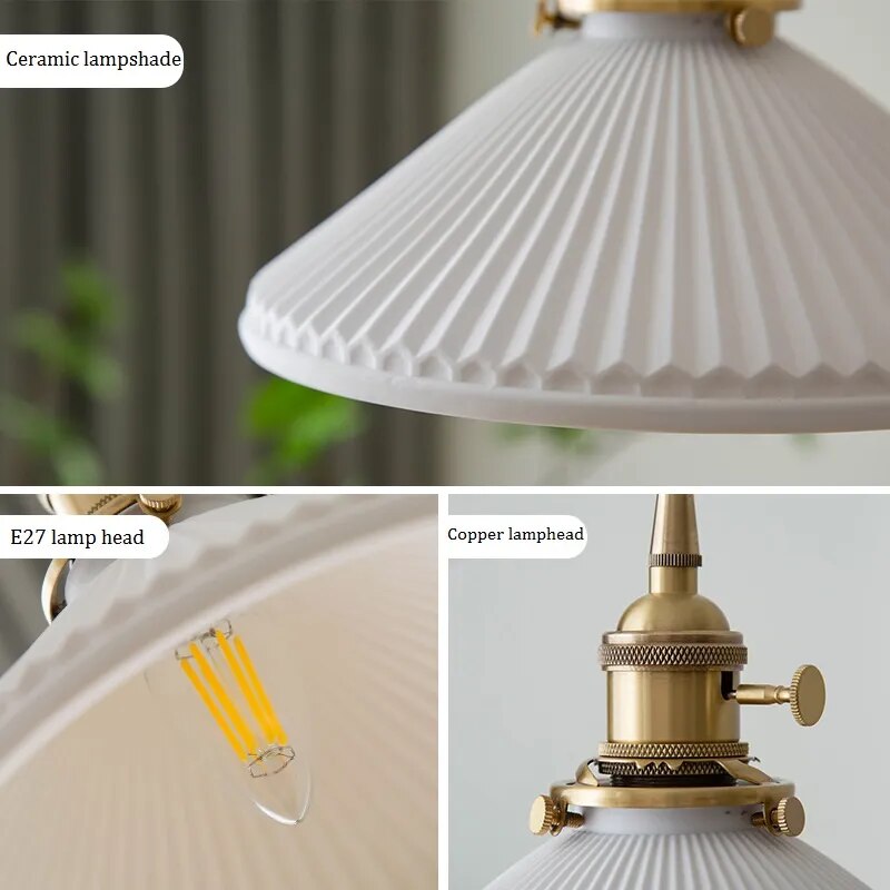 Suspension en céramique et cuivre au design nordique Vintage - vue 5 sur 8