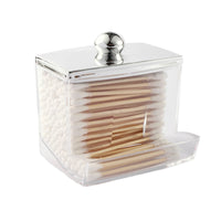 1/3 pcs Qtips Dispenser Bathroom Container with Golden Lid , 10 oz Cotton Ball Holder, Clear Plastic Apothecary Jar Organizer