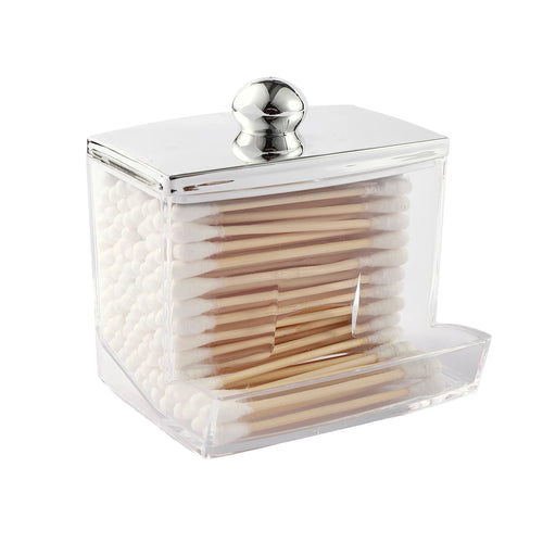 1/3 pcs Qtips Dispenser Bathroom Container with Golden Lid , 10 oz Cotton Ball Holder, Clear Plastic Apothecary Jar Organizer