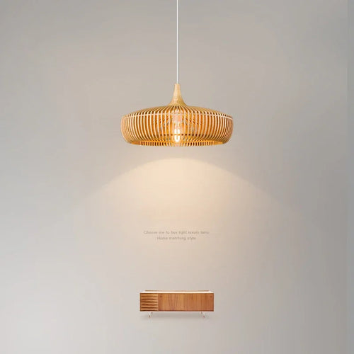 lustre en bois rond rétro pour table de restaurant avec led