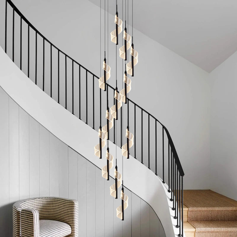 lustre led moderne en acrylique pour escaliers en colimaçon - vue 6 sur 17
