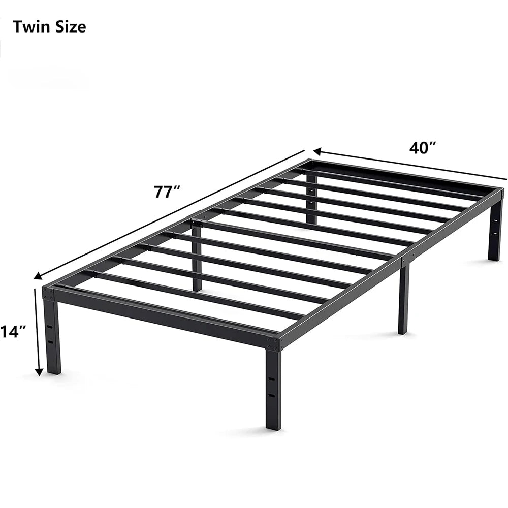 Metal Bed Frame – Heavy Duty Mattress Foundation with Anti-slip Steel Slat Support, Durable Platform Base with Underbed Storage - vue 12 sur 12