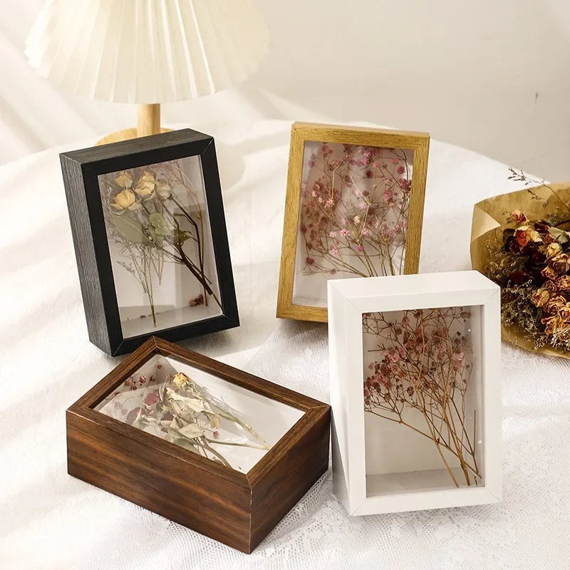 cadres photo en bois 3d support fleurs séchées fait main décoration - vue 3 sur 14