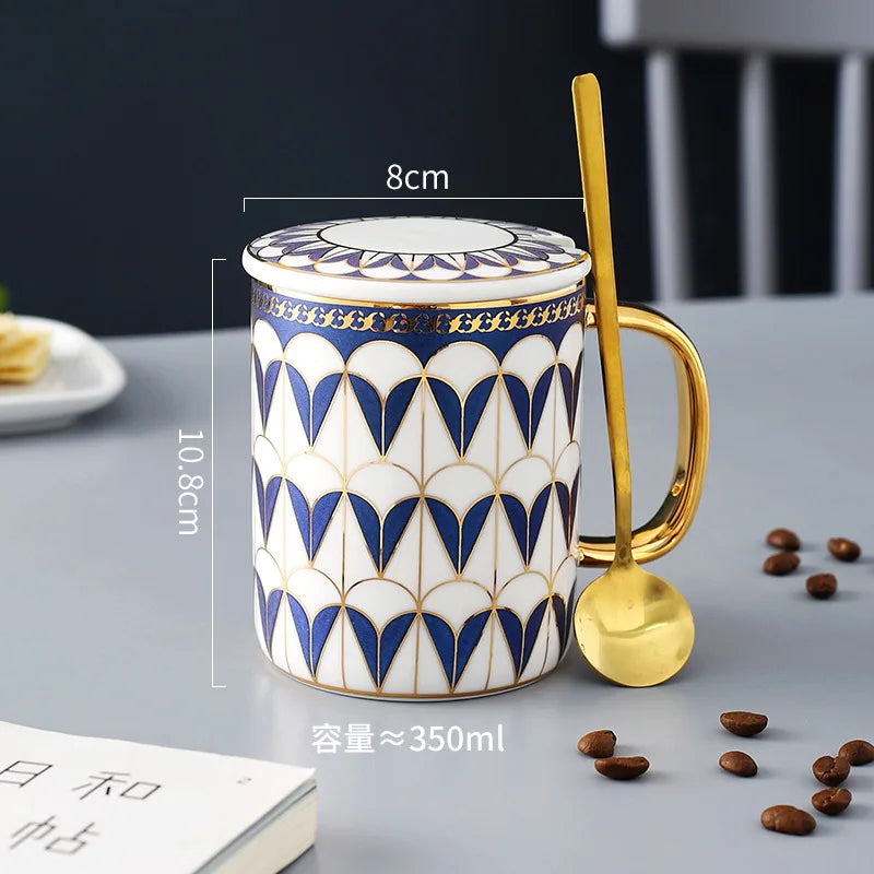 Tasse ceramique couvercle cuillere style britannique luxe