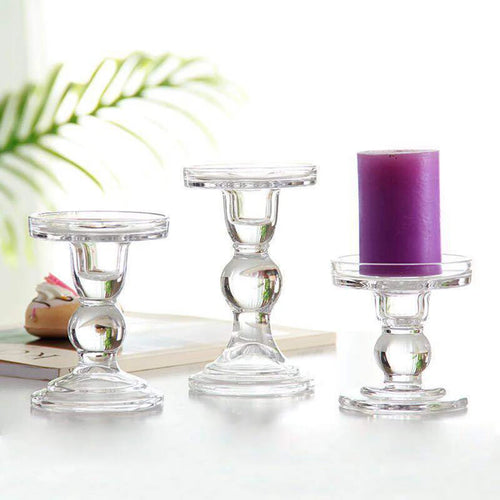 bougeoirs en verre transparent pour décoration intérieure et événements - vue 4 sur 9