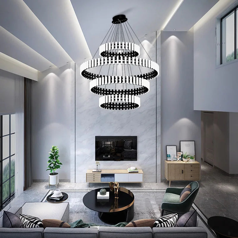 lustre à anneaux postmodernes duplex led design minimaliste intérieur - vue 5 sur 7