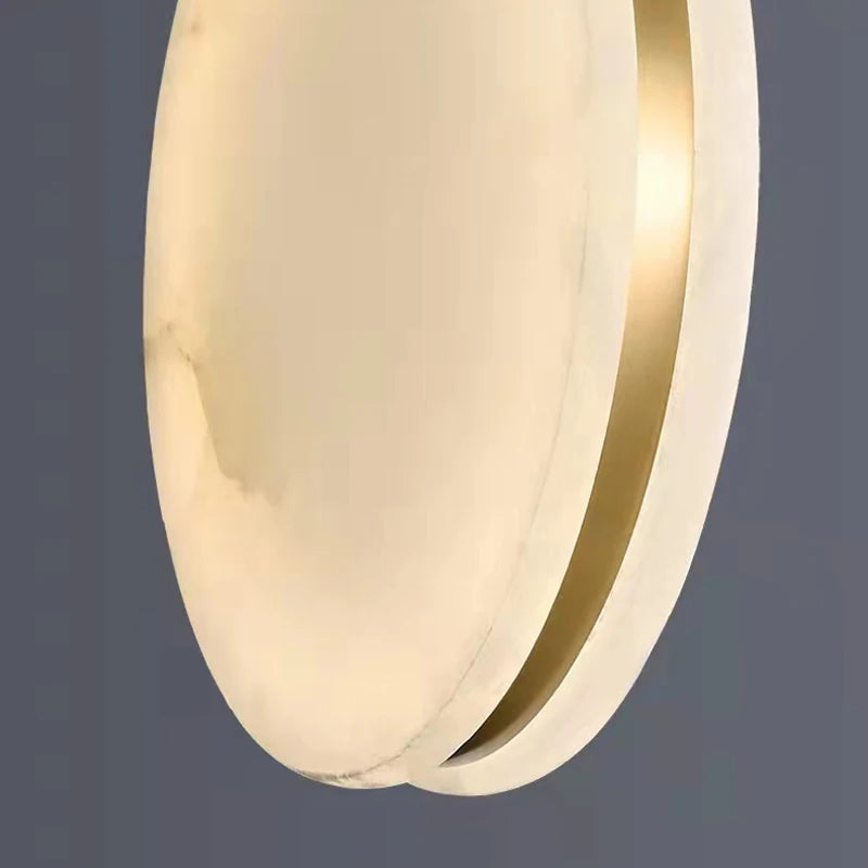 lustre led en marbre naturel avec fil réglable en laiton - vue 7 sur 10