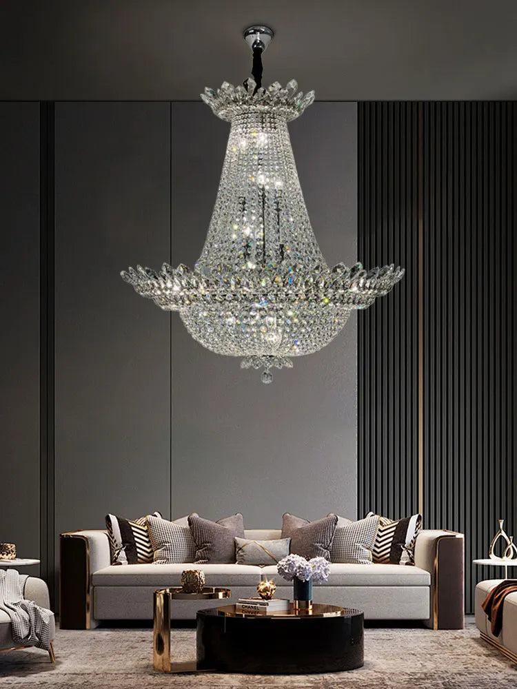 lustre led k9 cristal à intensité variable design moderne 2024 - vue 4 sur 16