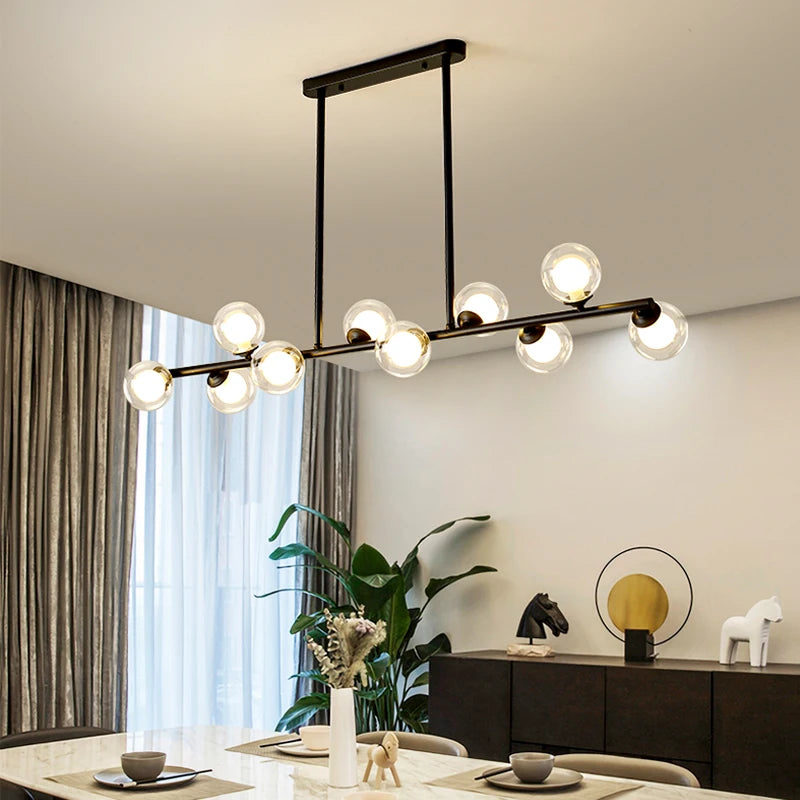 Lustre design boules de verre horizontales - vue 3 sur 20