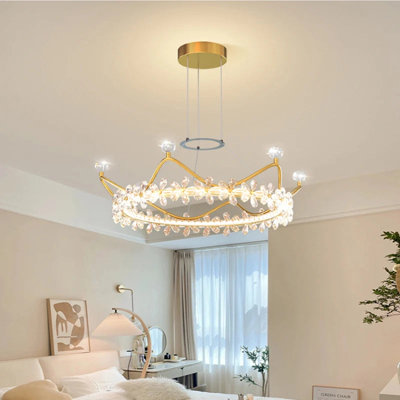 lustre en cristal couronne d'or pour décoration enfant étoile luxueuse - vue 5 sur 14