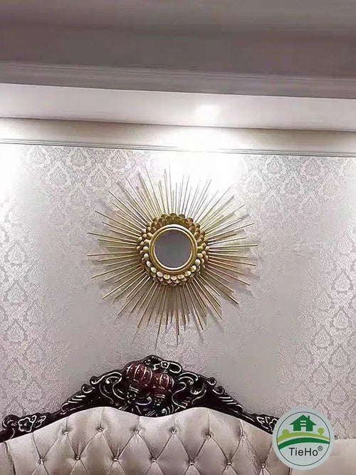Creative Iron Golden Pendant for Living Room, Luxury Wall Hanging Mirror, Home Hallway Decor, Metal Wall Artistic for Bedroom - vue 3 sur 8