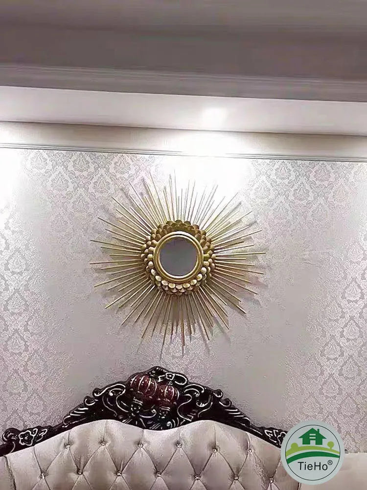 Creative Iron Golden Pendant for Living Room, Luxury Wall Hanging Mirror, Home Hallway Decor, Metal Wall Artistic for Bedroom - vue 2 sur 8