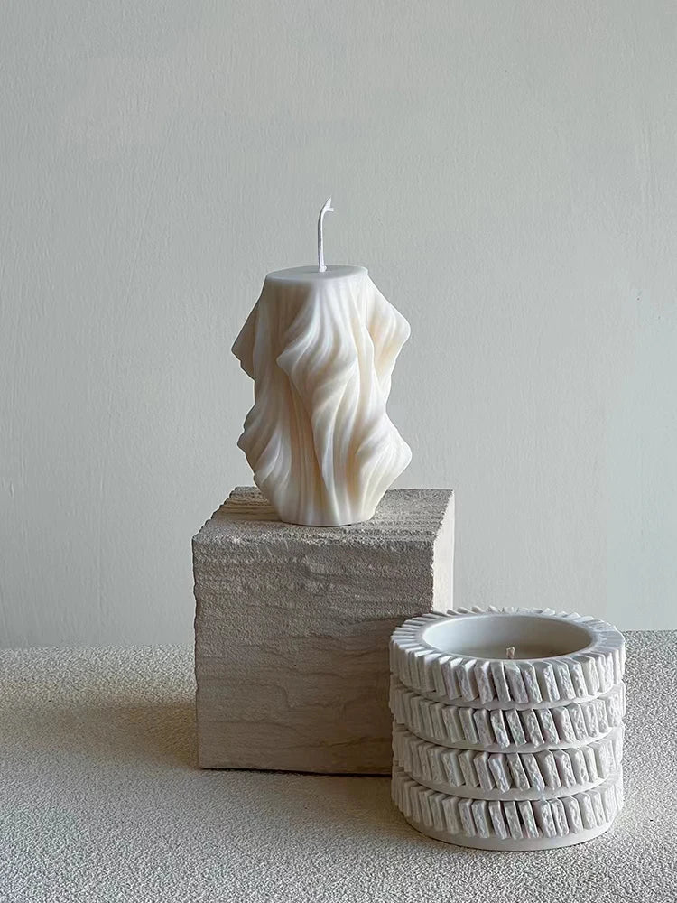 bougie parfumée créative décorative à vagues géométriques pour la maison - vue 3 sur 10