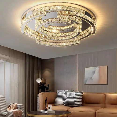 lampe de plafond led en cristal de style moderne avec télécommande - vue 3 sur 9