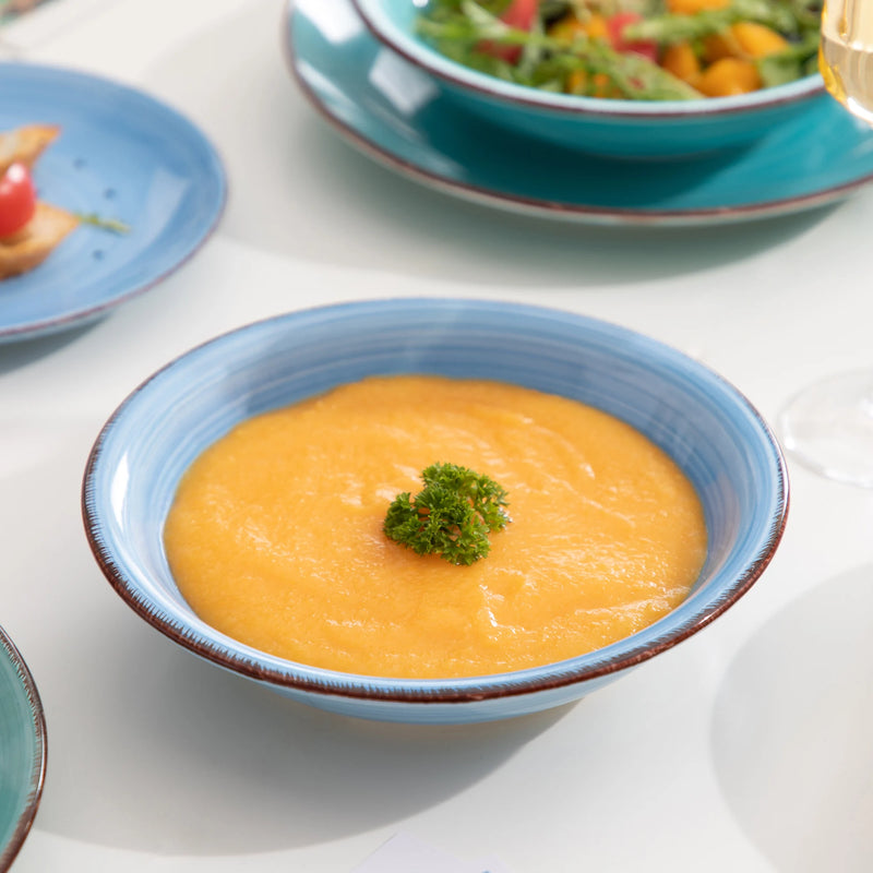 Service de table ceramique motif paysage peint main