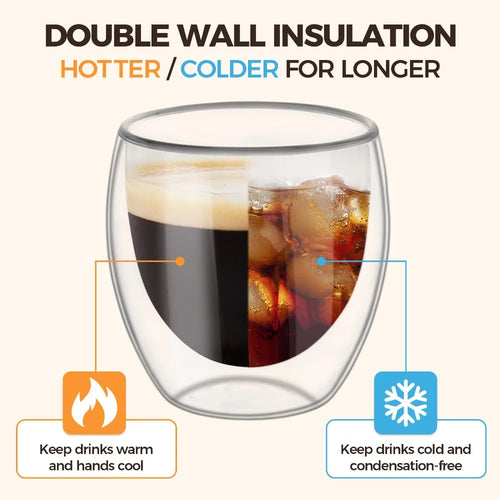 Tasses expresso verre double paroi isolante design moderne