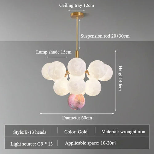 Modern Moon Bubble Pendant, Living Room Dining Room Home Decoration Lighting, LED Pendant