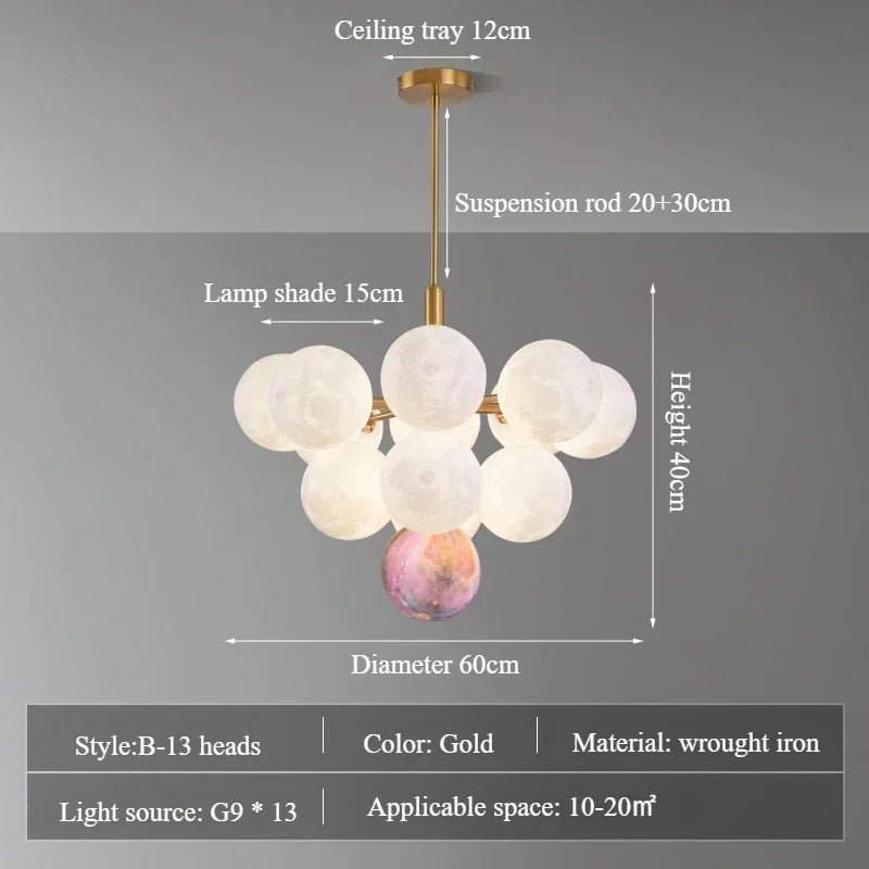 Modern Moon Bubble Pendant, Living Room Dining Room Home Decoration Lighting, LED Pendant
