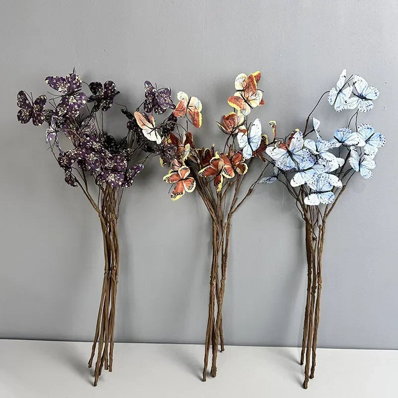 branche de papillon artificielle avec fausses fleurs décoratives pour jardin - vue 6 sur 13